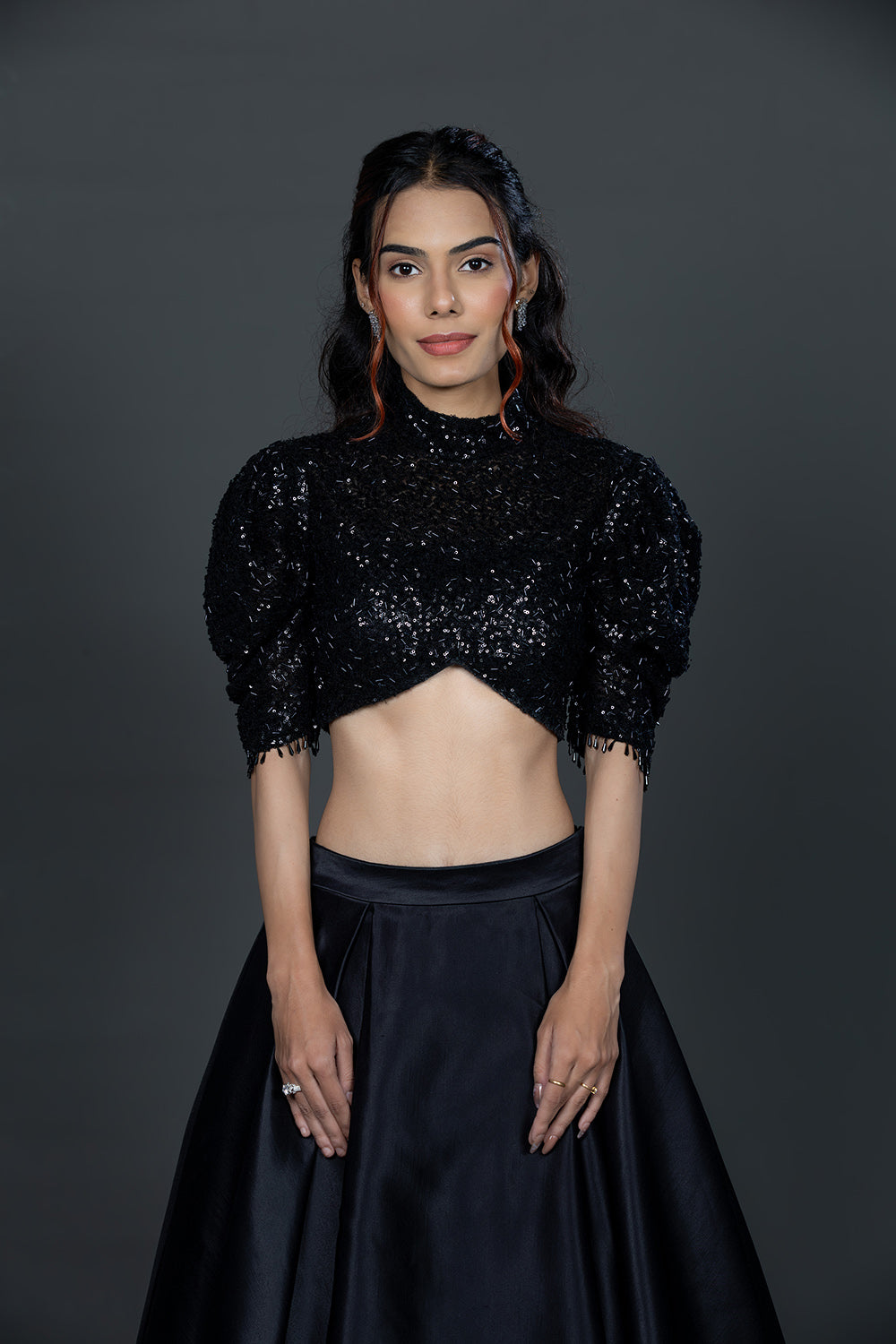 Classic black Madrid skirt blouse set