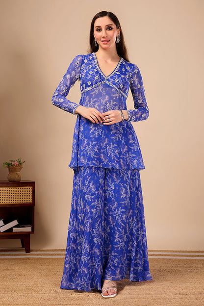 Dori Azure Peplum- Palazo Set