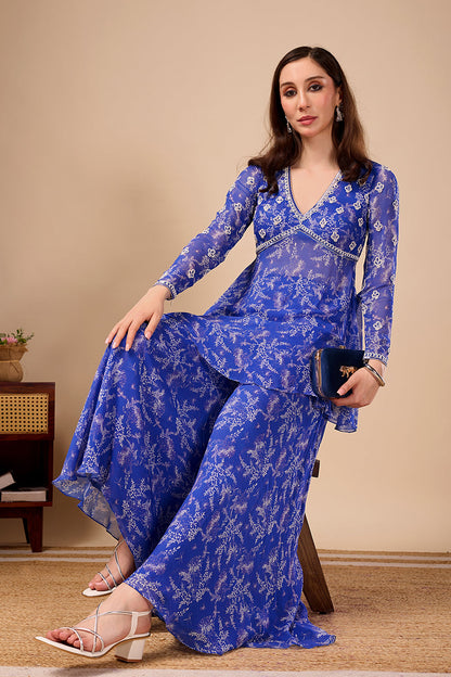 Dori Azure Peplum- Palazo Set