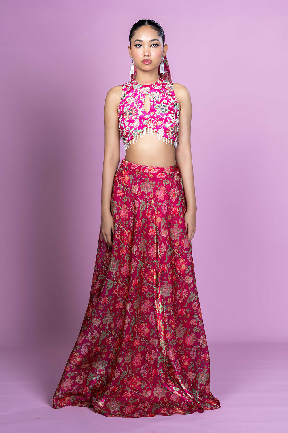 Floral Fiesta - Crop top Lehenga skirt