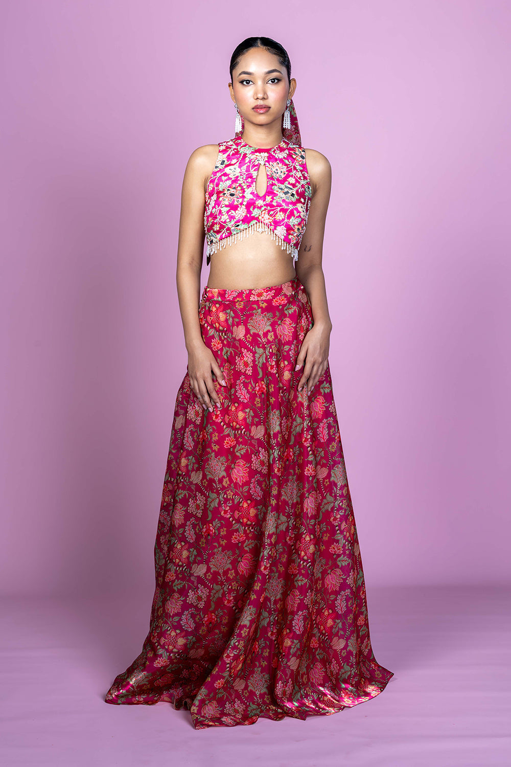 Floral Fiesta - Crop top Lehenga skirt