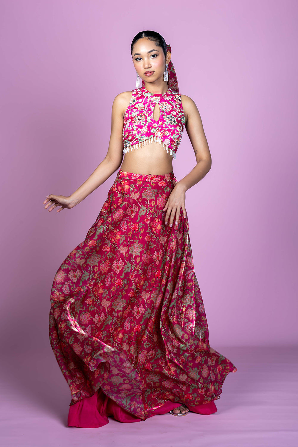 Floral Fiesta - Crop top Lehenga skirt