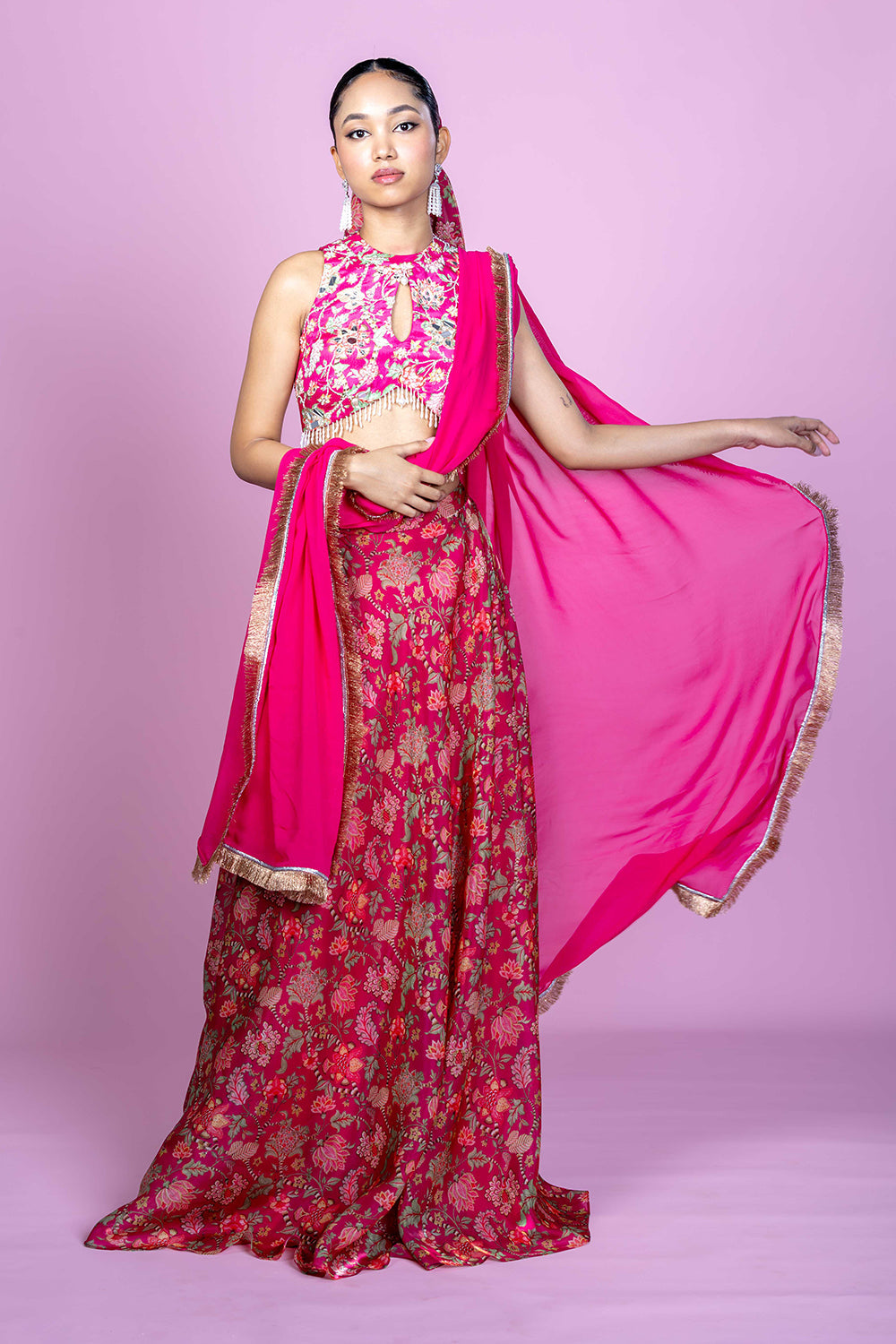 Floral Fiesta - Crop top Lehenga skirt