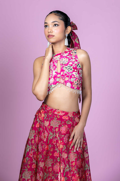 Floral Fiesta - Crop top Lehenga skirt