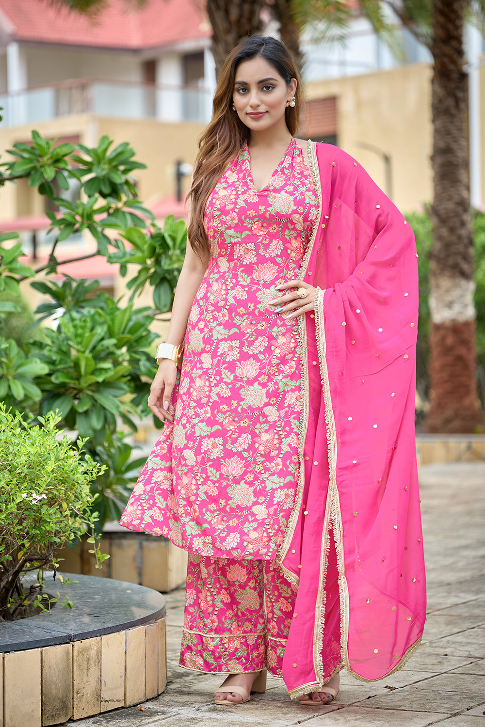 Fuschia Fable Halter Kurta set