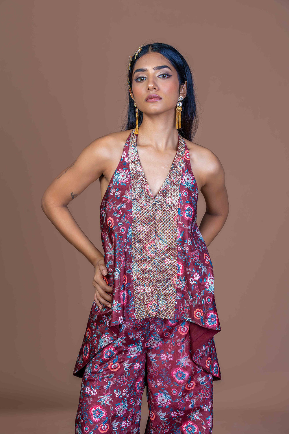 Garnet Glimmer Halter Coord Set