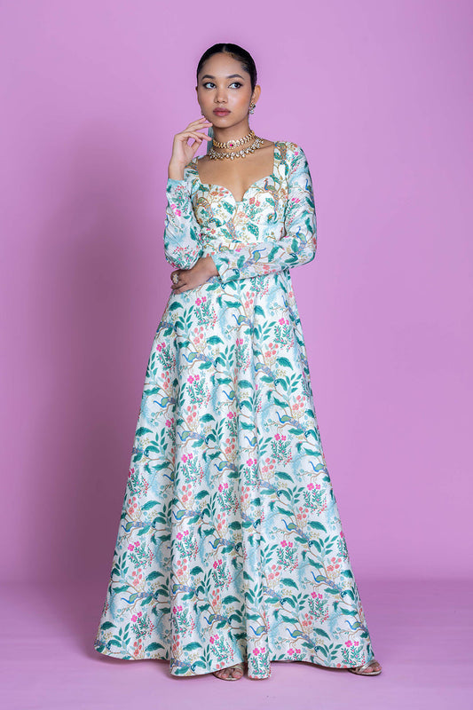 Ivory Serenade Embroidered Anarkali Gown Set