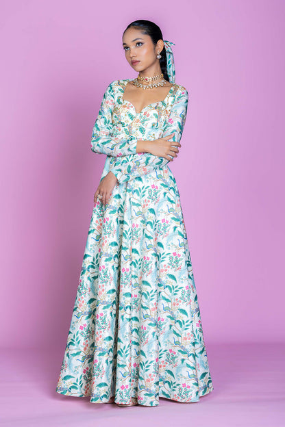 Ivory Serenade Embroidered Anarkali Gown Set