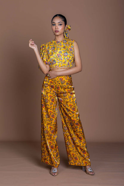 Marigold mirage Crop top with pants Coord set
