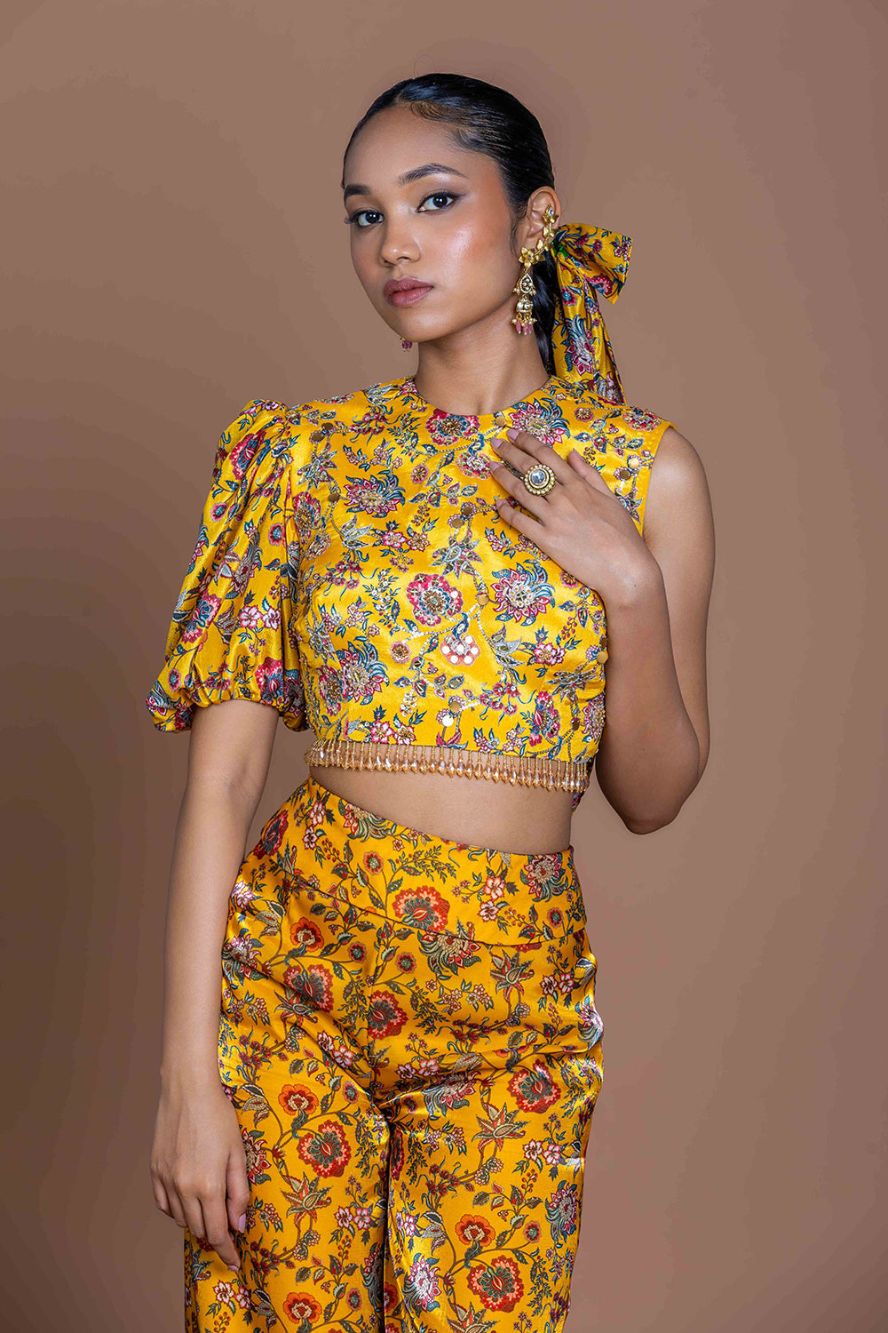 Marigold mirage Crop top with pants Coord set