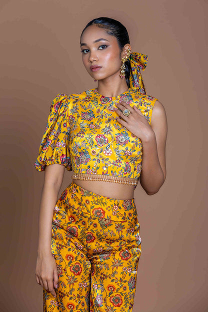 Marigold mirage Crop top with pants Coord set