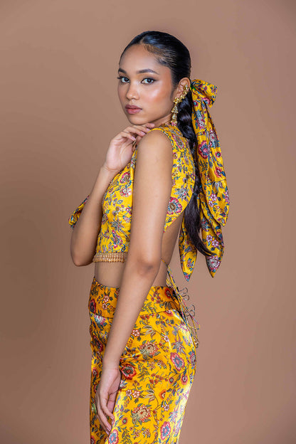 Marigold mirage Crop top with pants Coord set