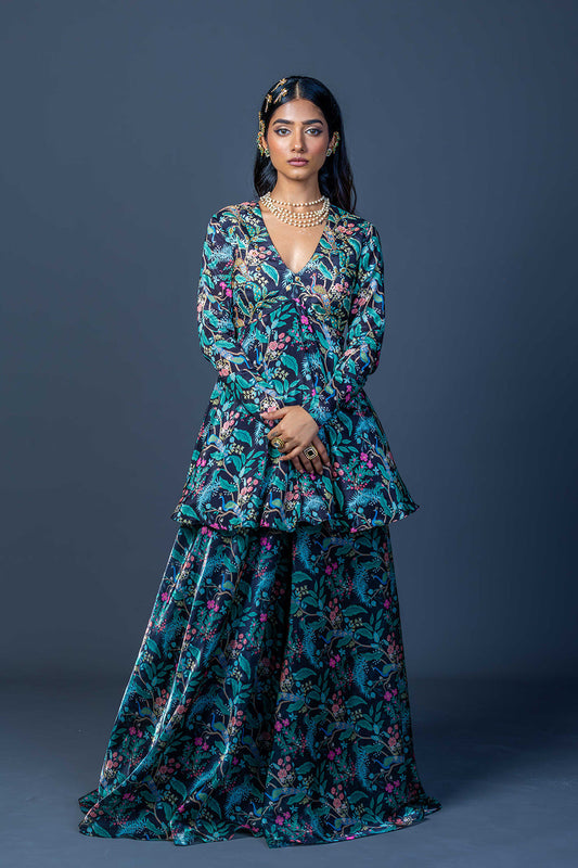 Midnight Peacock Peplum Ensemble