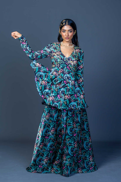 Midnight Peacock Peplum Ensemble