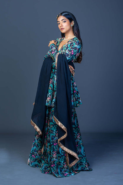 Midnight Peacock Peplum Ensemble