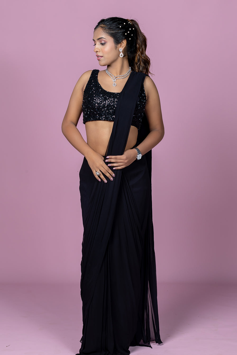 Midnight Spark Saree