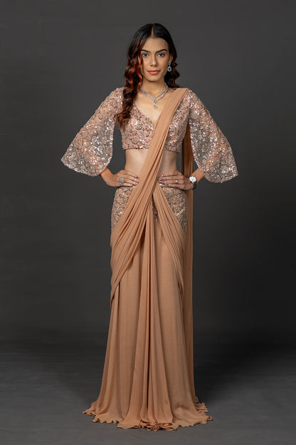 Mocha gleam saree