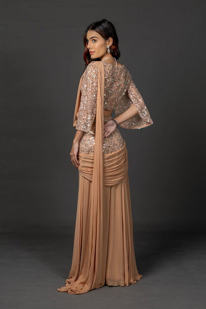 Mocha gleam saree