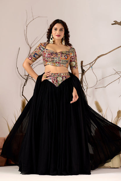Mosaic Noir - Embroidered Lehenga Set