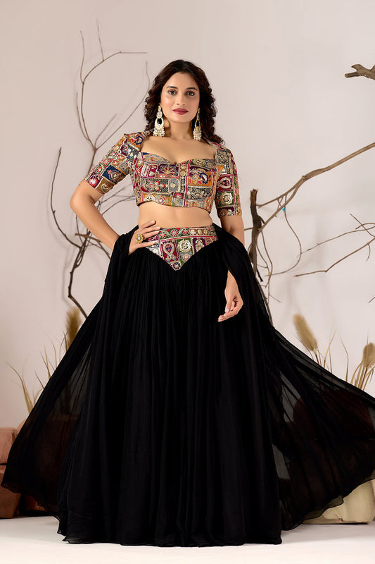 Mosaic Noir - Embroidered Lehenga Set