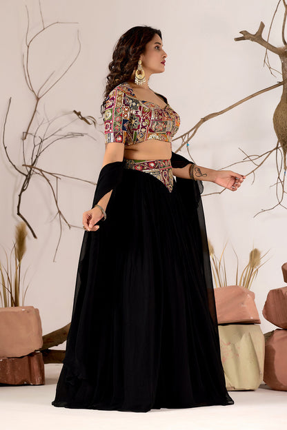 Mosaic Noir - Embroidered Lehenga Set