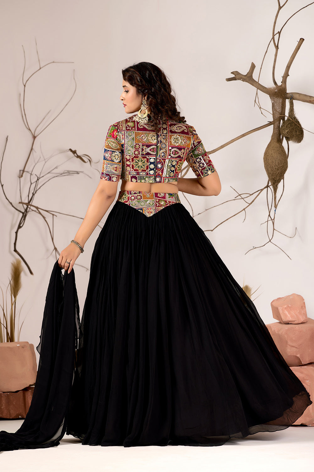 Mosaic Noir - Embroidered Lehenga Set