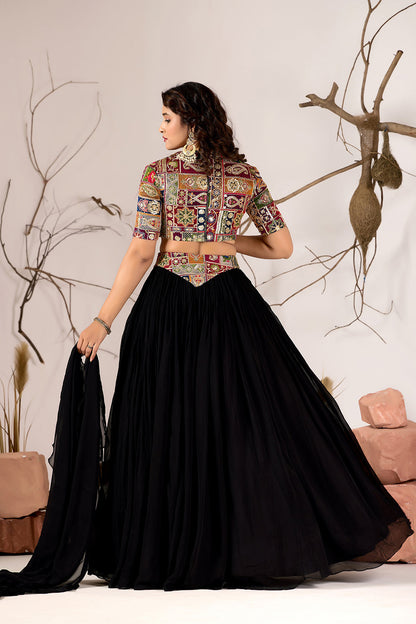 Mosaic Noir - Embroidered Lehenga Set