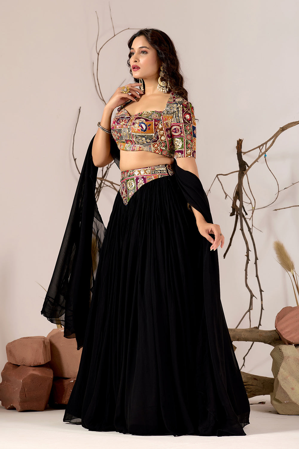 Mosaic Noir - Embroidered Lehenga Set