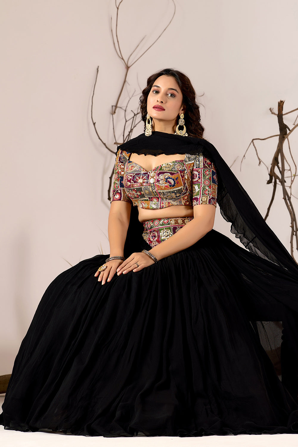 Mosaic Noir - Embroidered Lehenga Set