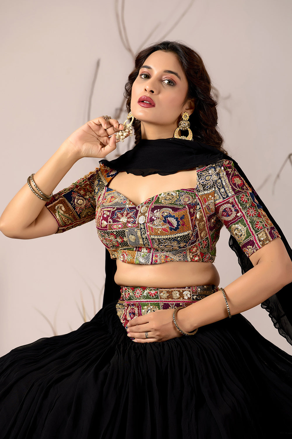 Mosaic Noir - Embroidered Lehenga Set