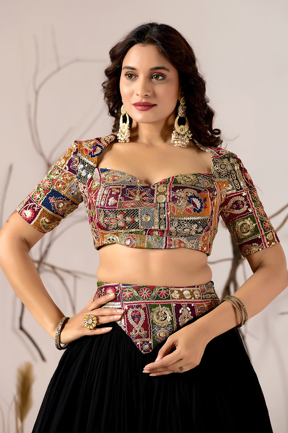 Mosaic Noir - Embroidered Lehenga Set