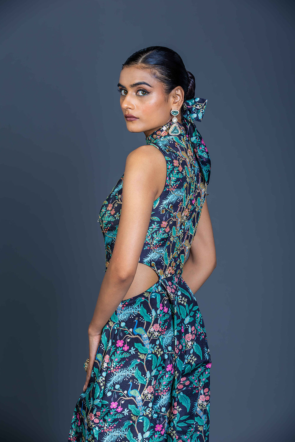 Peacock Mirage Cutout Jumpsuit