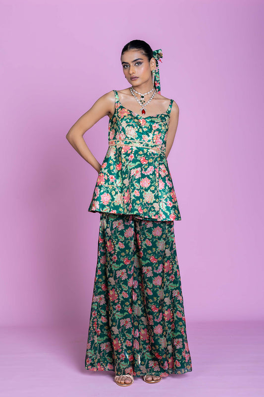 Peplum palms Palazzo set