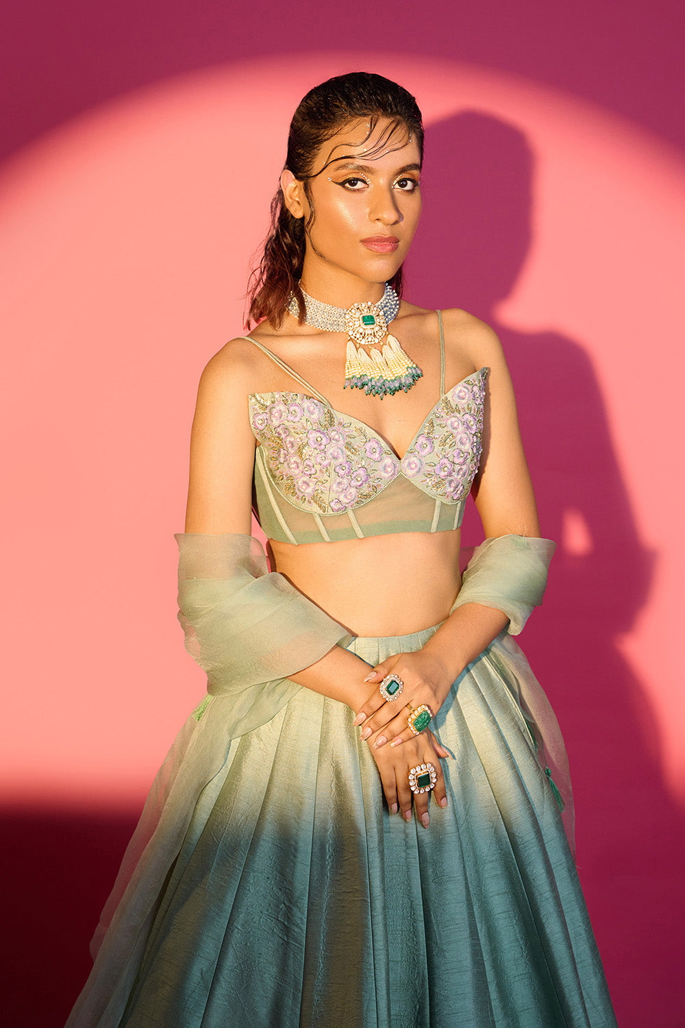 Sage Monarch Lehenga