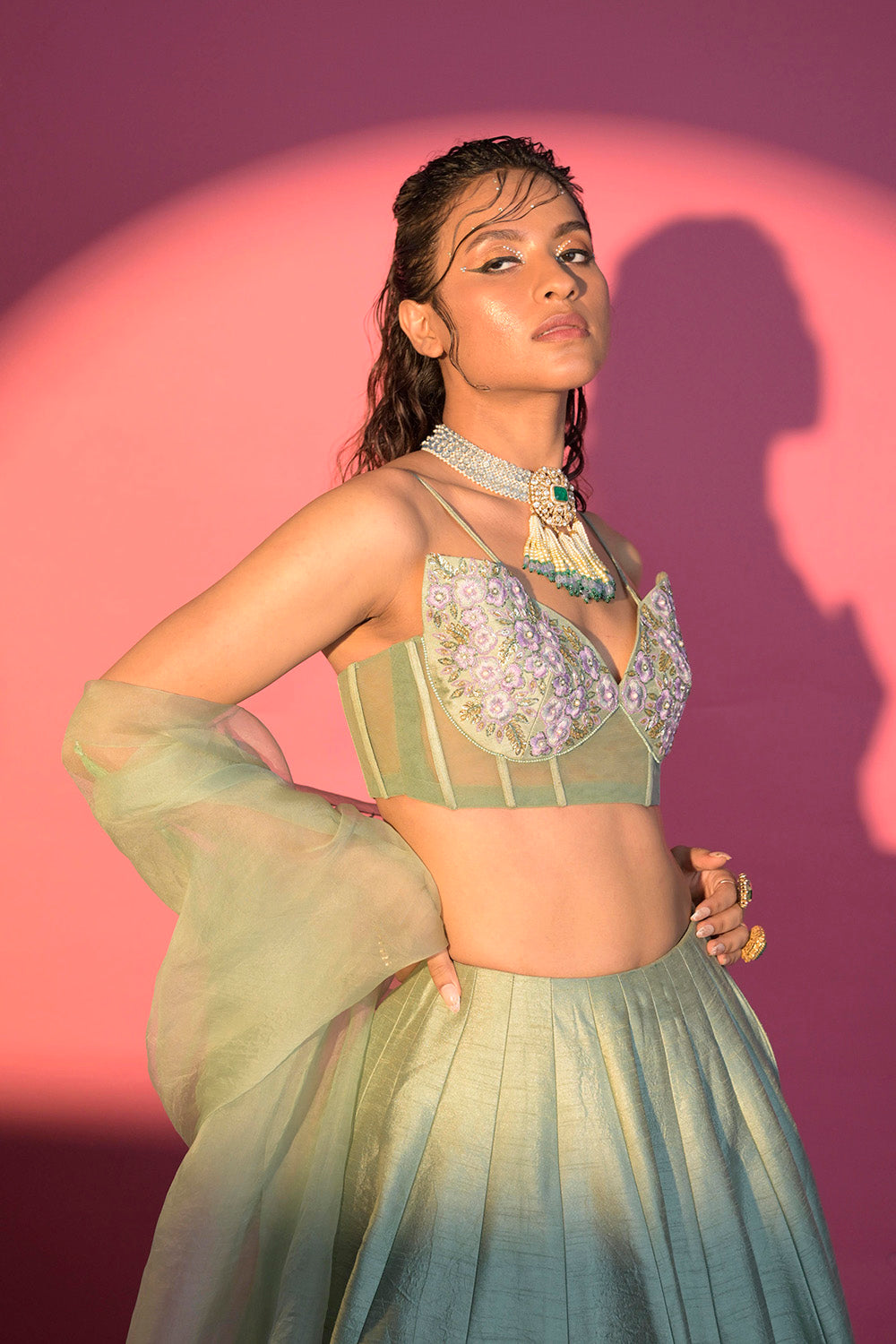 Sage Monarch Lehenga