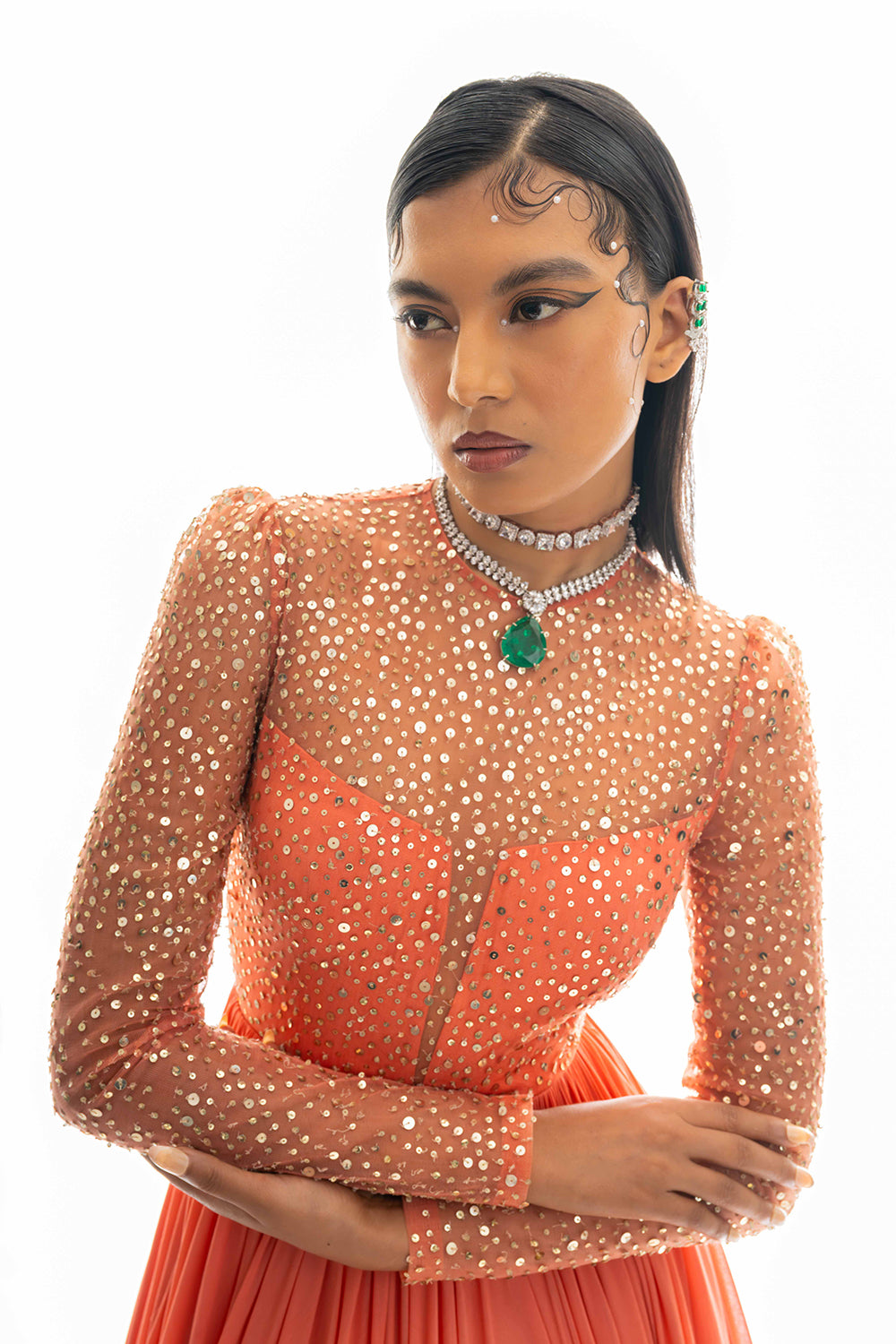 Apricot Sunburst Glamour Gown