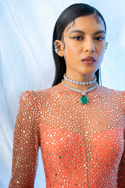 Apricot Sunburst Glamour Gown