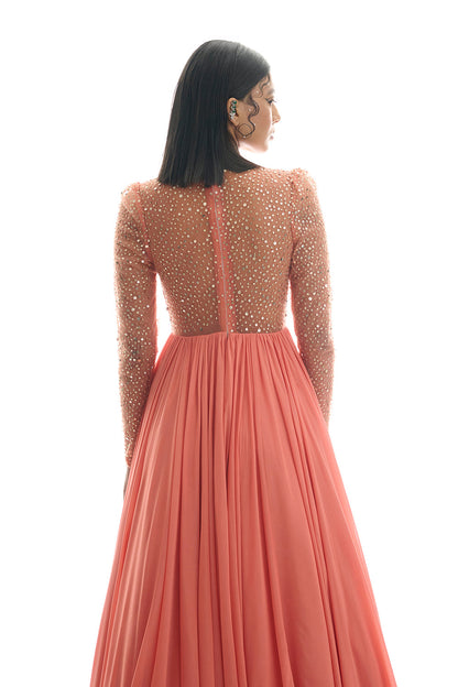 Apricot Sunburst Glamour Gown