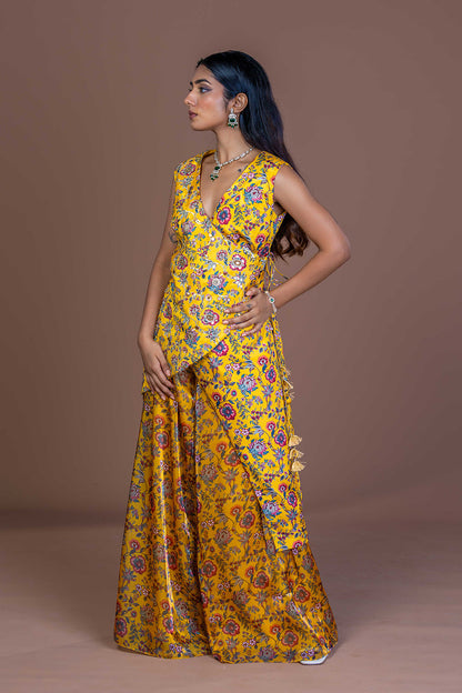 Sunlit Drape Layered Kurta with Palazo Coord Set