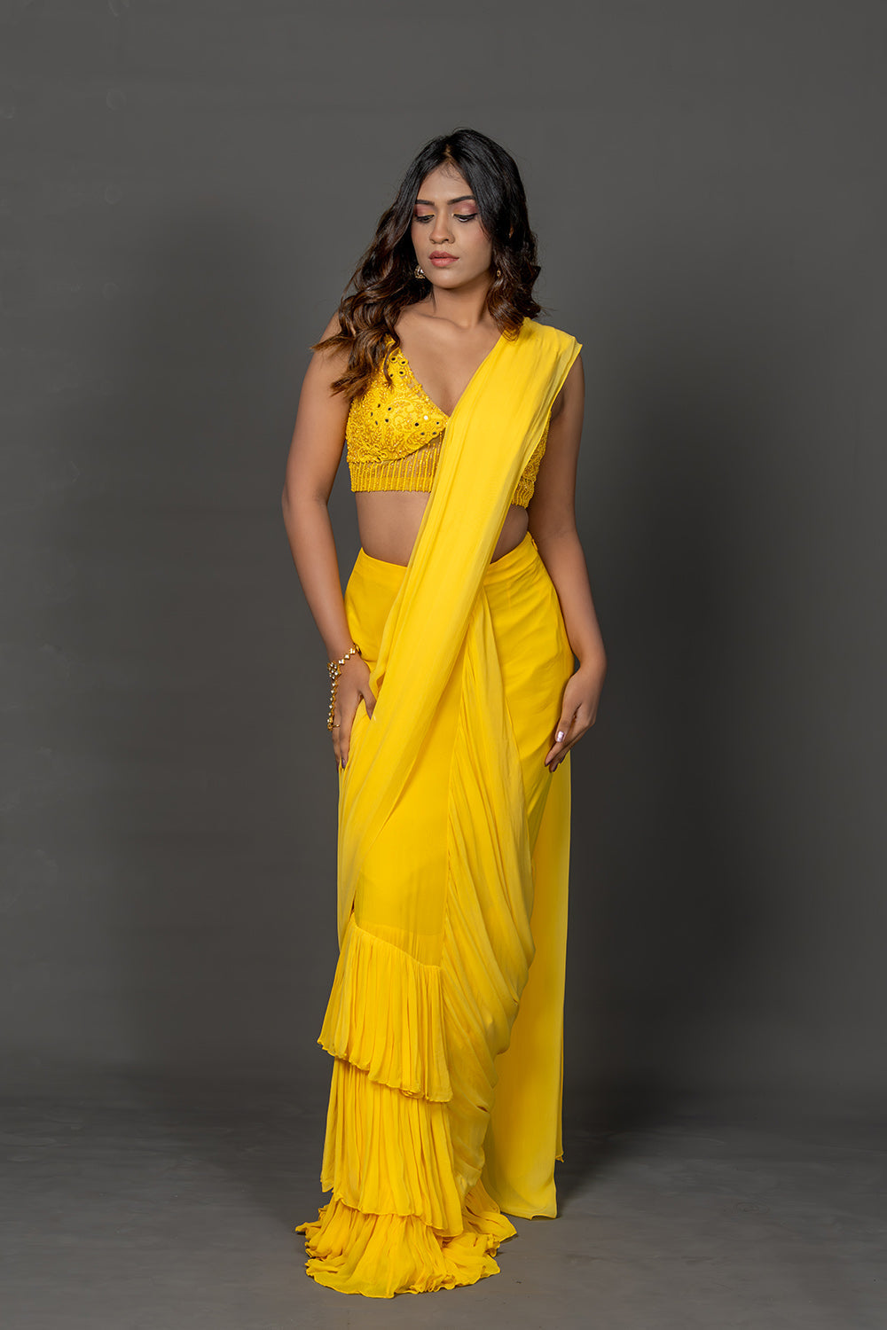 Sunlit Ruffle Saree