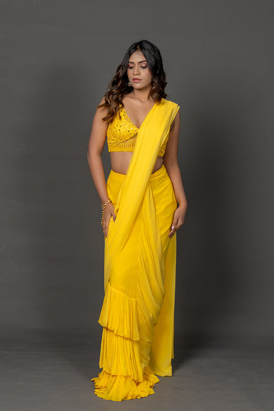 Sunlit Ruffle Saree