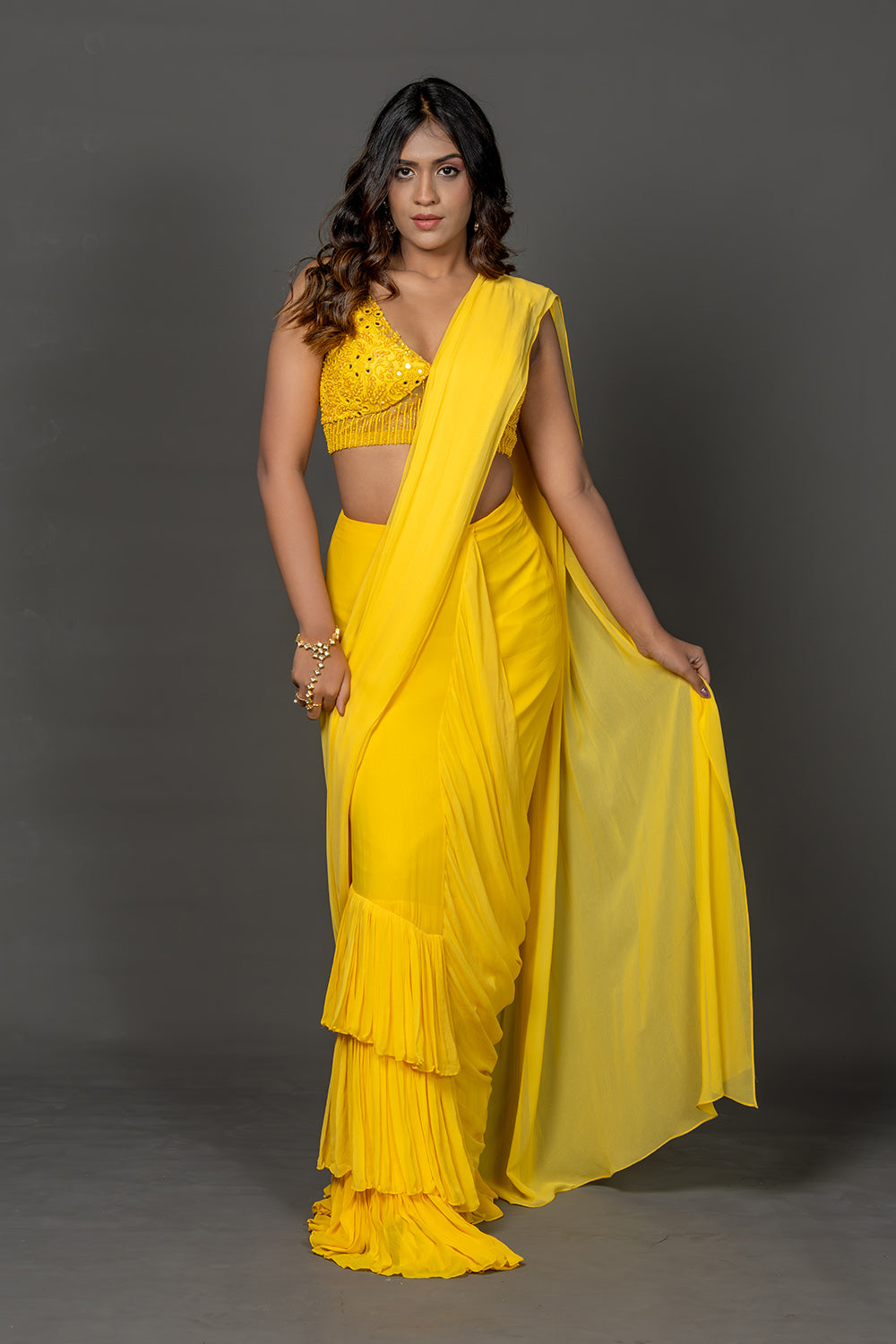 Sunlit Ruffle Saree